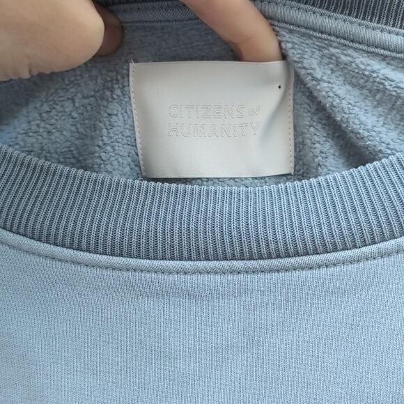 Citizens of Humanity Celia Oversized Blue Cropped Front Tie Sweatshirt, size S - Picture 4 of 4